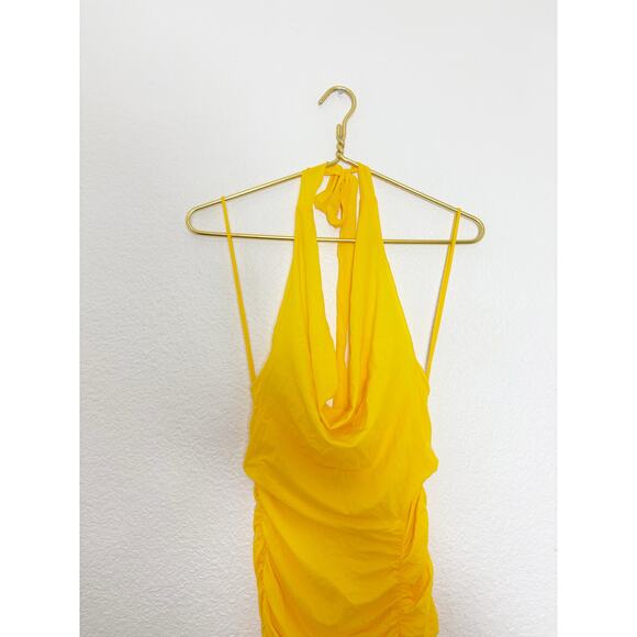 NWT Revolve Indah JLo's Evening Gown Small Limoncello Yellow Mesh Resort Wear - Picture 4 of 14